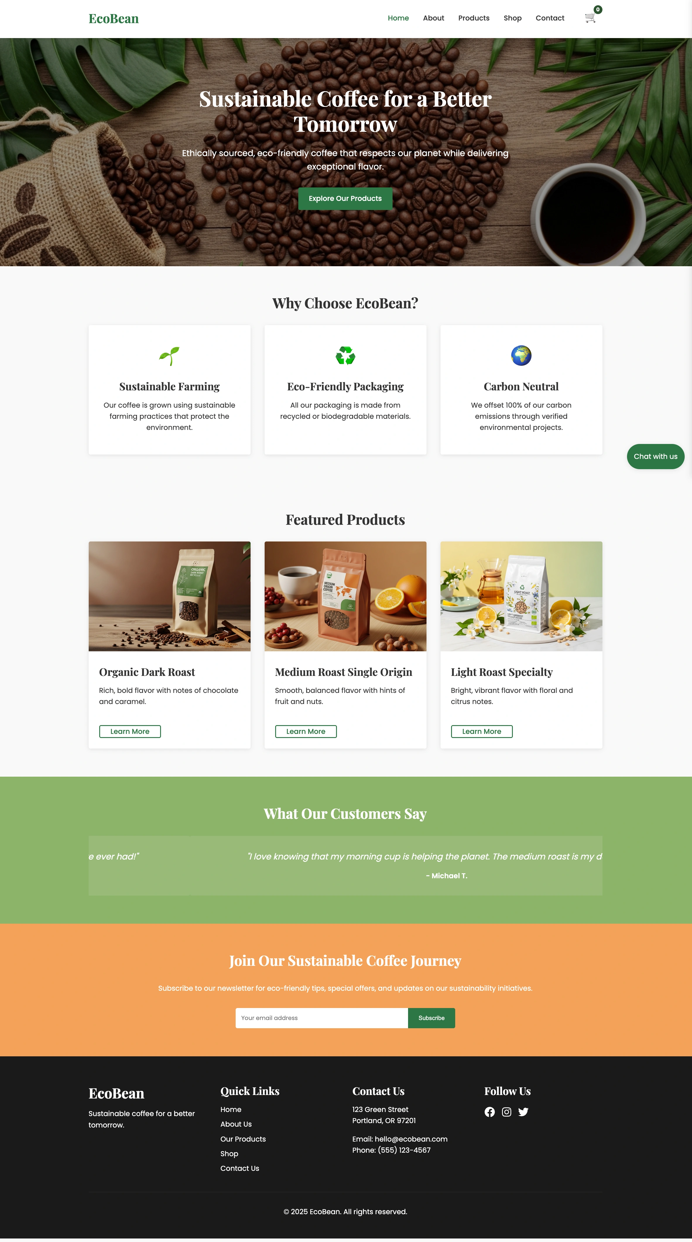 Eco Bean Products UI/UX Design