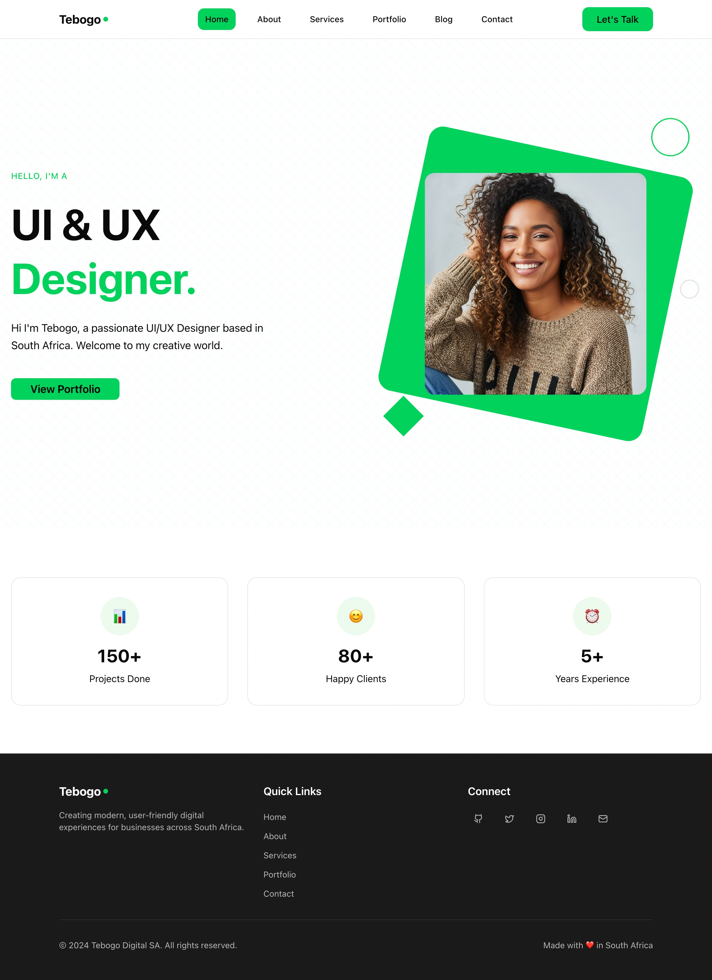 Tebogo Portfolio Website UI/UX Design
